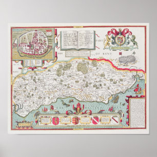 Sussex, eingegraben von Jodocus Hondius von John Poster