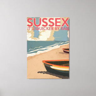 Sussex, England, Vintages Lokomotive Travel Poster Leinwanddruck