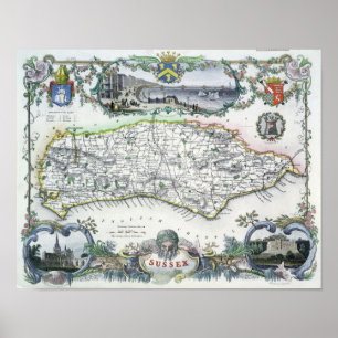 Sussex, graviert von W. Schmollinger Poster