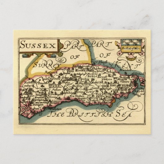 Sussex Landkreis England Altes Antiquariat Atlanti Postkarte (Vorderseite)