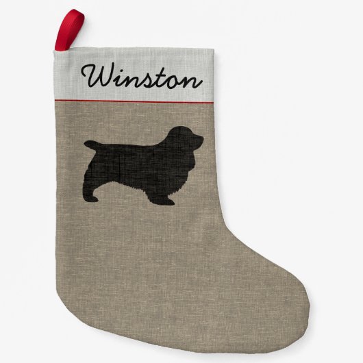 Sussex Spanel Dog Silhouette Personalisiert Holida Kleiner Weihnachtsstrumpf (Vorderseite)