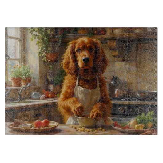 Sussex Spaniel Cooking in Kitchen Schneidebrett (Vorderseite)