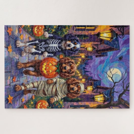 Sussex Spaniel Dogs in Halloween Costumes Puzzle (Horizontal)