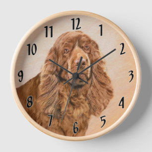 Sussex Spaniel Gemälde - Süße originelle Hundekuns Uhr