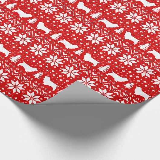 Sussex Spaniel Silhouetten Hunde Weihnachtsfeierta Geschenkpapier (Ecke)