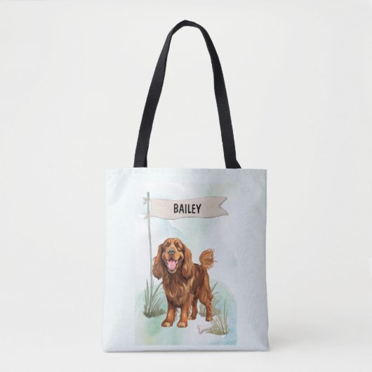 Sussex Spaniel Watercolor Personalized Dog Tasche (Vorderseite)