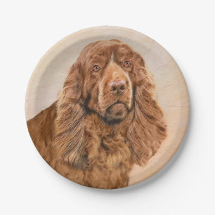 Sussex Spanisch Painting - Niedliche Original Dog Pappteller