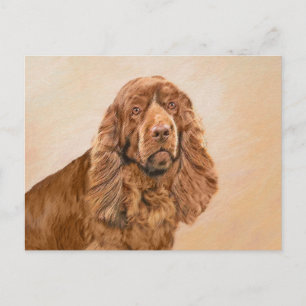 Sussex Spanisch Painting - Niedliche Original Dog  Postkarte