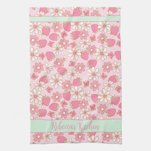 Süßfrühlingstrawberries Personalisiert Geschirrtuch (Vertikal)