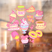 Süßgebäck und Getränke Begrüßungsfenster Fensteraufkleber (Blatt 2)