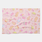 Süßgebäck und Getränke Peach Geschirrtuch (Horizontal)