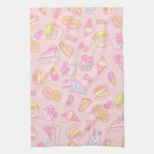 Süßgebäck und Getränke Peach Geschirrtuch (Vertikal)