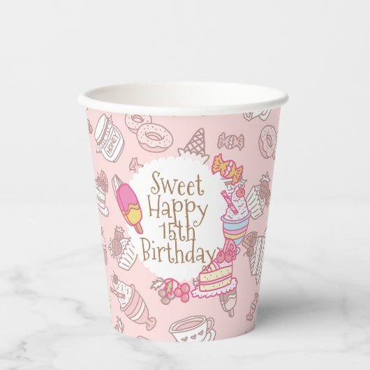 Süßgebäck und Getränke Peach Pappbecher (Vorderseite)