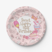 Süßgebäck und Getränke Peach Pappteller (Vorderseite)