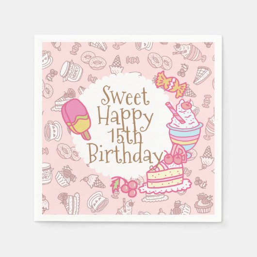 Süßgebäck und Getränke Peach Serviette (Vorderseite)