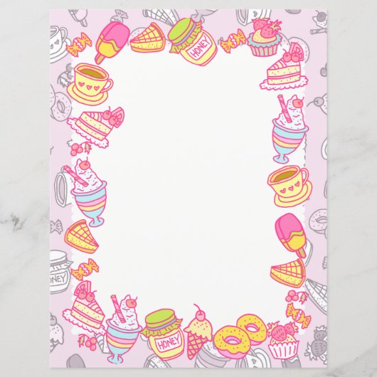 Süßgebäck und Getränke Rosa (Vorderseite)