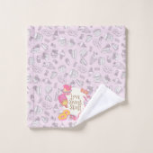 Süßgebäck und Getränke Rosa Badhandtuch Set (Waschlappen)
