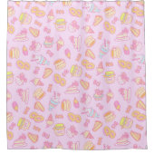 Süßgebäck und Getränke Rosa Duschvorhang (Vorderseite)