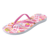 Süßgebäck und Getränke Rosa Flip Flops Badesandalen (Schrägansicht)