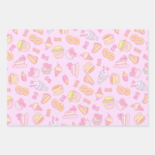 Süßgebäck und Getränke Rosa Geschenkpapier Set (Vorderseite 3)