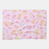Süßgebäck und Getränke Rosa Geschirrtuch (Horizontal)