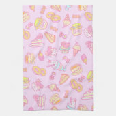 Süßgebäck und Getränke Rosa Geschirrtuch (Vertikal)