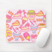 Süßgebäck und Getränke Rosa Mousepad (Mit Mouse)