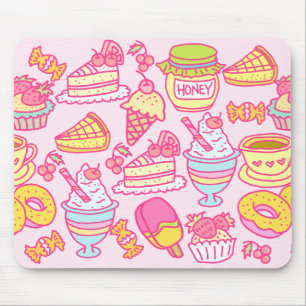 Süßgebäck und Getränke Rosa Mousepad
