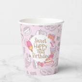 Süßgebäck und Getränke Rosa Pappbecher (Rückseite)