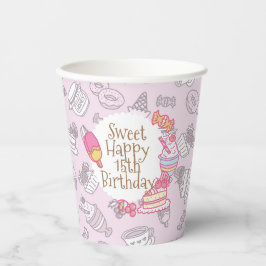 Süßgebäck und Getränke Rosa Pappbecher