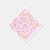 Süßgebäck und Getränke Rosa Serviette (Ecke)