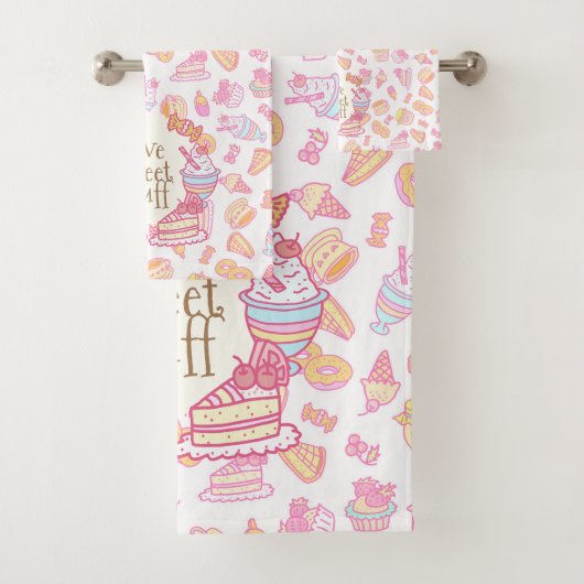 Süßgebäck und Getränke Weißes Badetuch Set (Insitu)