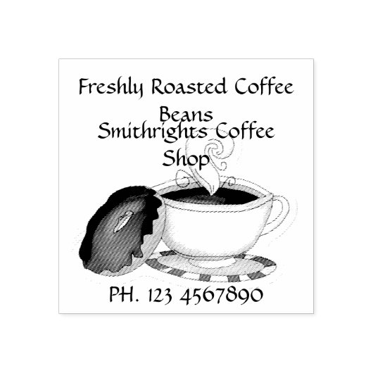 Süßgeröstete Kaffeebohnen 2x2 Gummistempel (Prägung)