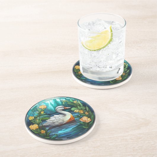 Süßgesteiftes Glas Wilde Enten Getränkeuntersetzer (Seite)