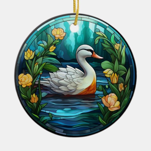 Süßgesteiftes Glas Wilde Enten Keramik Ornament (Vorne)