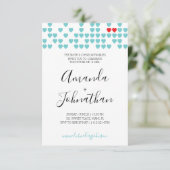 Süßherz Paare POLTERABEND Retro Rotes Aqua Einladung (Stehend Vorderseite)