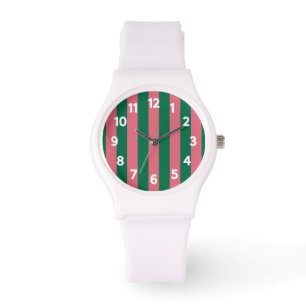 Süßherz Rosa Einlegegrün Streifen Armbanduhr