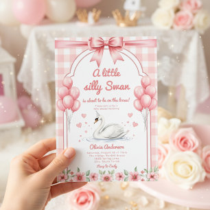 Süßherz Schwan blau Gingham-Band Blumenmädchen Einladung