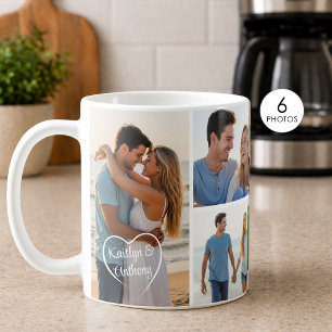 Süßherzen 6 Foto-Collage Herz Namen Kaffeetasse