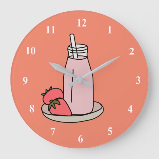 Süßholz-Erdbeermilch rosa niedlich Große Wanduhr (Vorderseite)