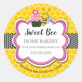 Süßhoney Bee Cupcake Bäckerei Runder Aufkleber