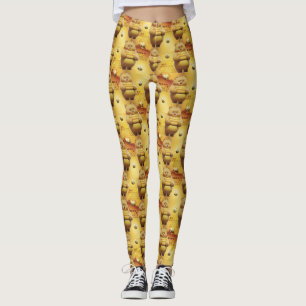 Süßhonigbienen und Bienen 3D-nahtloses Muster Leggings