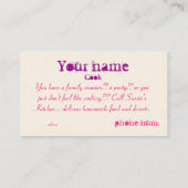 Sussies Küche Visitenkarte (Rückseite)