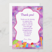 Süßigkeit danken Ihnen, das lila Dankeskarte (Vorne/Hinten)