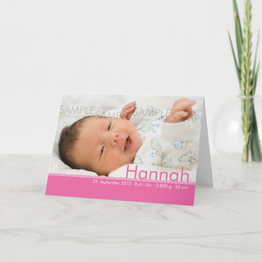 Süßigkeit färbt rosa Geburtskarte - Ankündigung (Vorderseite)