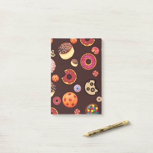 SÜSSIGKEITEN 4 POST-IT KLEBEZETTEL (Auf Schreibtisch)