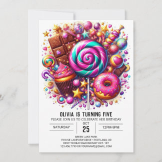 Süßigkeiten Adorable Candyland Digital zum Geburts Einladung