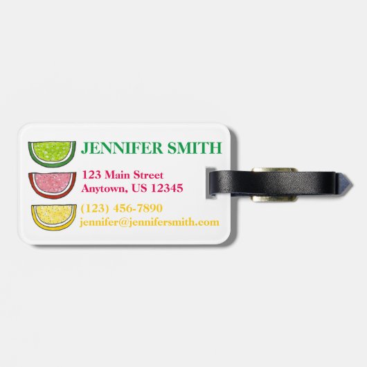 Süßigkeiten aus Gummy Candy Citrus Fruchtscheiben Gepäckanhänger (Rückseite horizontal)