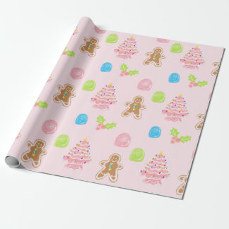Süßigkeiten aus Lebkuchen Pastel Pink Wrapping Pap Geschenkpapier