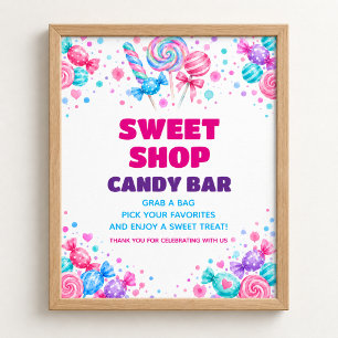 Süßigkeiten-Bar Süßigkeiten-Shop Wasserfarben-Gebu Poster